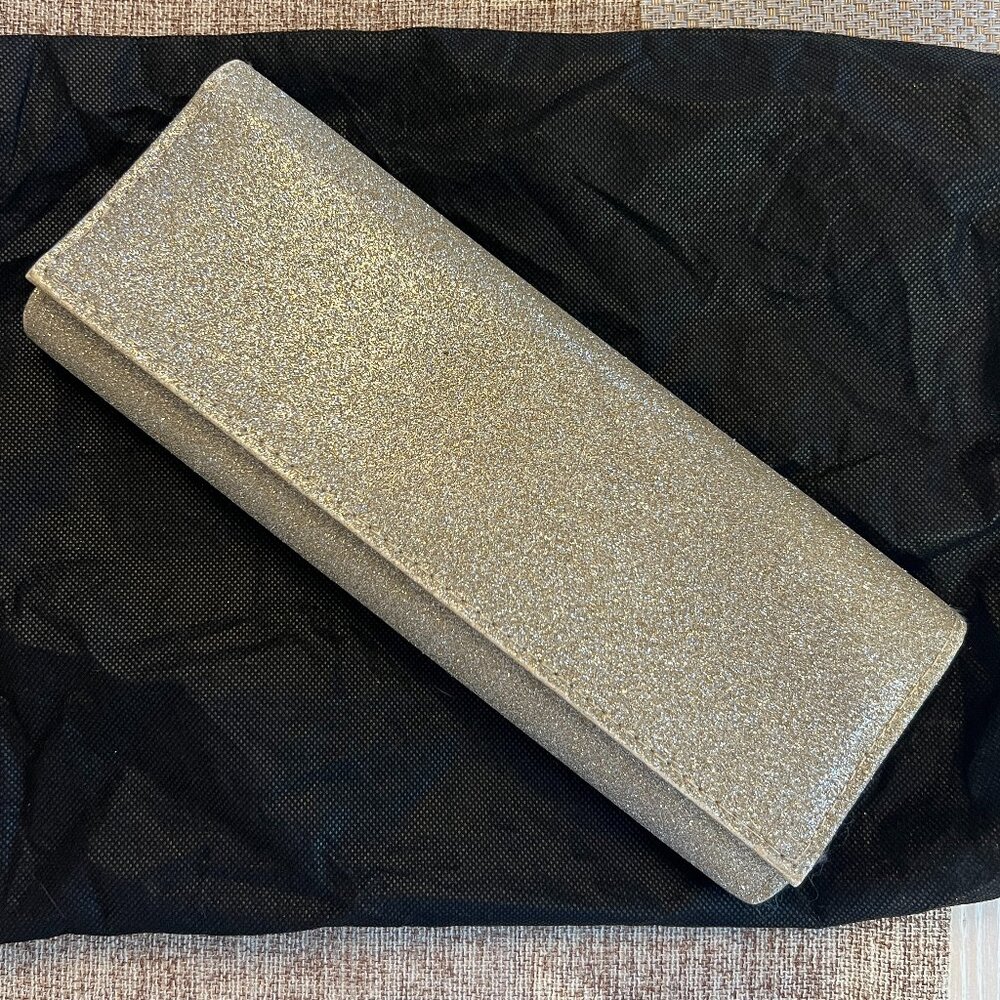 Sparkling Gold Envelope Clutch with Chain Shoulder Strap (Excellent Condition)